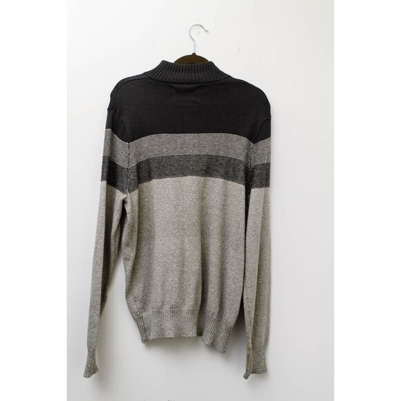 urban pipeline men's Large gray striped sweater 3/4 zip - Picture 2 of 10